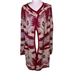 Lucky Brand Women’s Boho Southwestern Aztec Open Cardigan Rustic Western Sz Sm